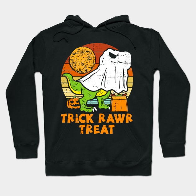 Trick Rawr Treat Dino Ghost T-rex Halloween Hoodie by Teewyld